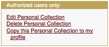 Screenshot of MERLOT Personal Collection links 